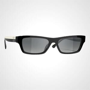 New CHANEL Sunglasses Black Polarized Acetate Strass Crystal CC Rectangle Womens